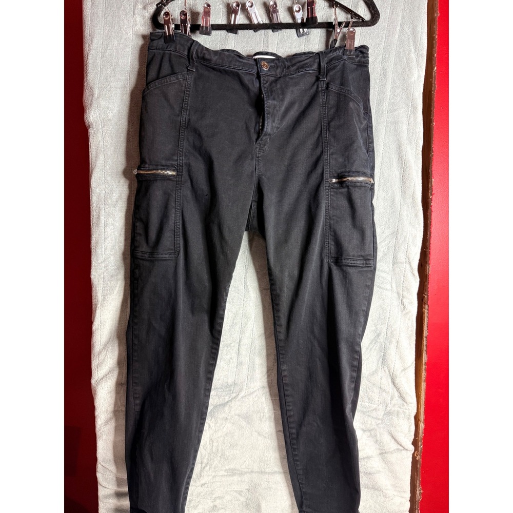 Pistola Hannah Black Cargo Skinny Jeans Women Size 18W Zipper Pockets Moto